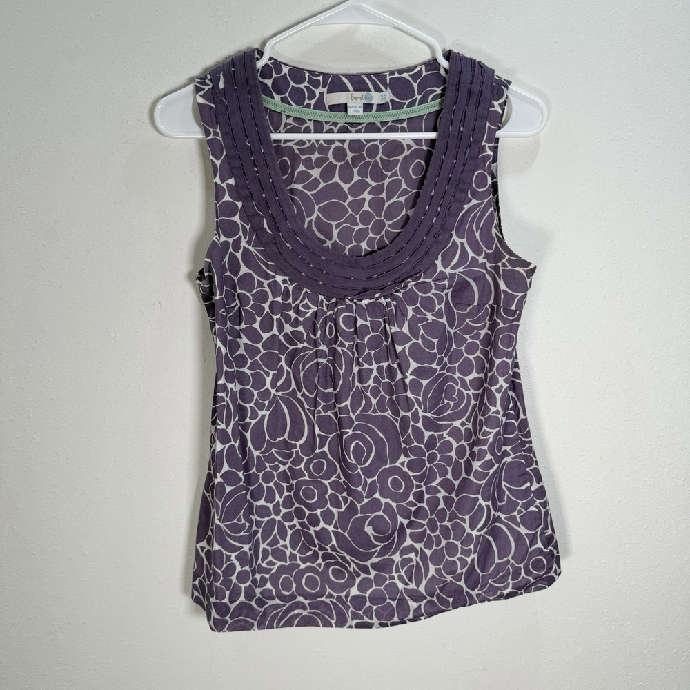 BODEN Sleeveless Tank Top Cotton Poplin Purple Floral Size 6 US Classic Casual